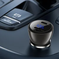 АЗУ Acefast B10 metal car charger 60W (USB-C + USB-C) with digital display Black