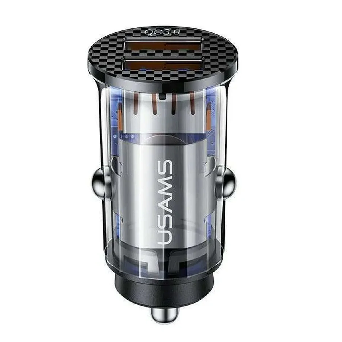 АЗУ Usams US-CC122 C23 36W Super Si (2USB/36W) Прозрачный / Черный