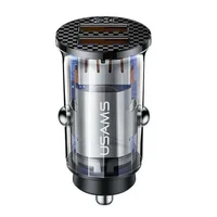АЗУ Usams US-CC122 C23 36W Super Si (2USB/36W) Прозрачный / Черный