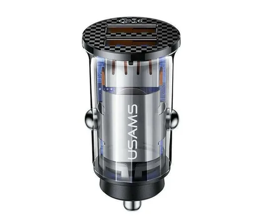 АЗУ Usams US-CC122 C23 36W Super Si (2USB/36W) Прозрачный / Черный