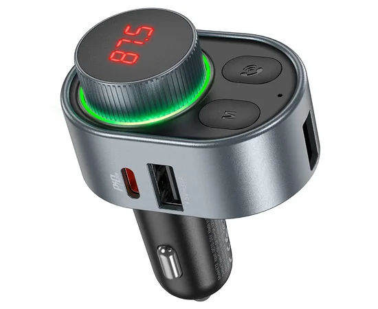 АЗУ FM модулятор HOCO E72 PD30W Серый