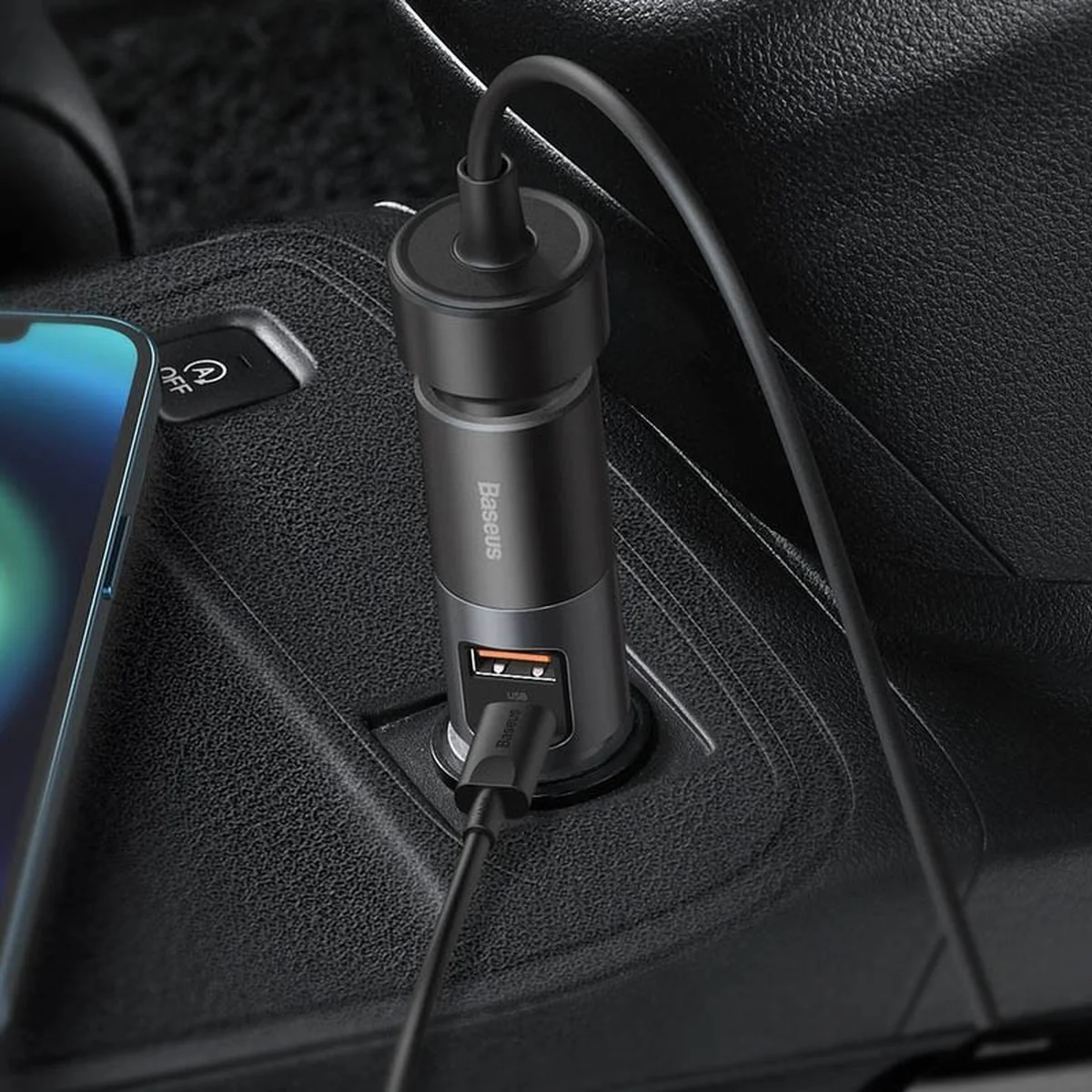 АЗУ Baseus Share Together Fast Charge with Cigarette Lighter Expansion Port U+C 120W (CCBT-C0G) Gray