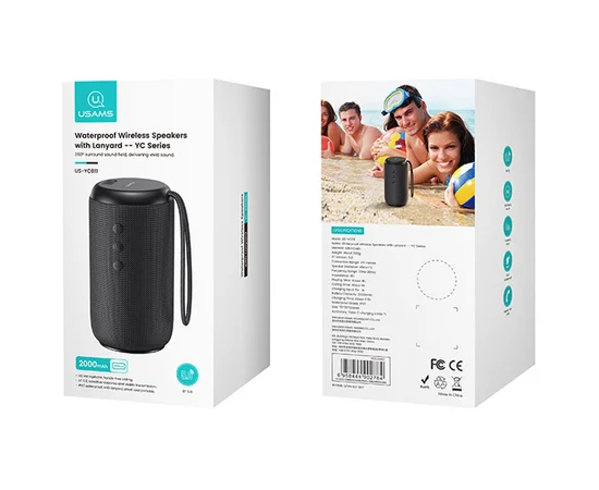 Bluetooth колонка Usams US-YC011 Waterproof Wireless Speaker with Lanyard Black