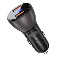 АЗУ Acefast B7 metal car charger 45W (USB-A + USB-A) with digital display Transparent black