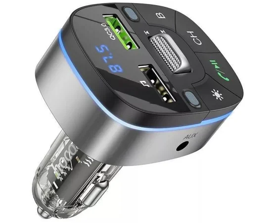 АЗУ FM модулятор Hoco E71 Crystal transparent QC3.0 Jazz black