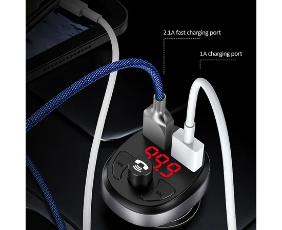 АЗУ USAMS US-CC062 C11 Wireless Car FM Transmitter Черный