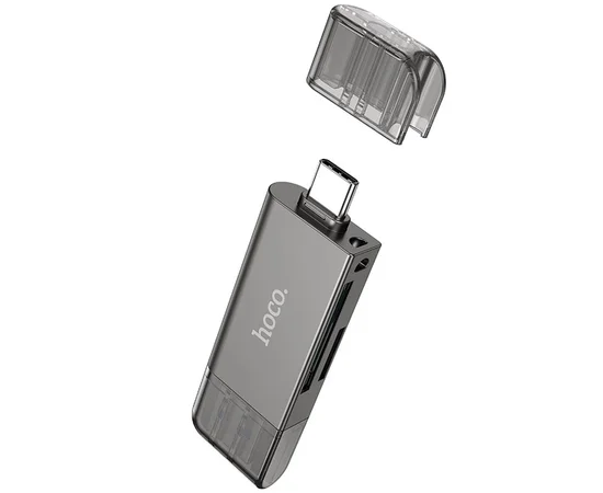 Картридер Hoco HB39 USB/Type-C 3.0 high-speed card reader Metal gray