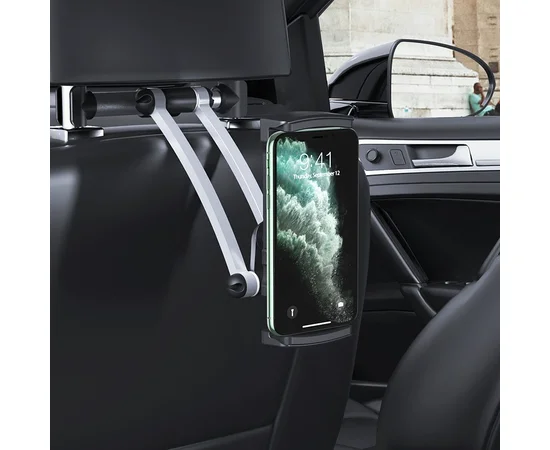 Автодержатель Hoco CA62 на подголовник Черно - стальной