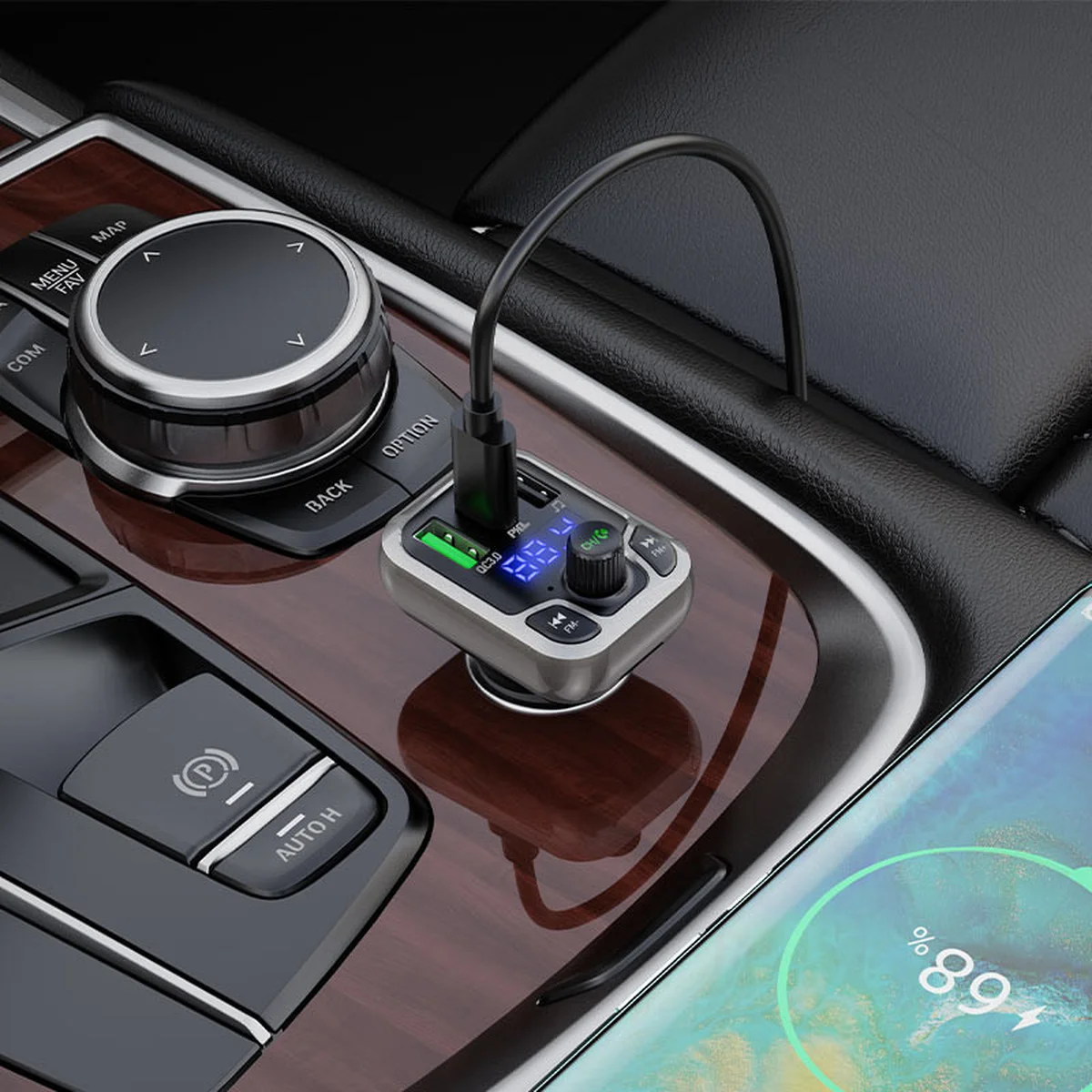 АЗУ FM модулятор Borofone BC38 Flash Energy PD20W+QC3.0 Черный