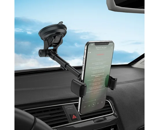 Автодержатель Hoco S12 Lite Черно - стальной