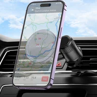 Автодержатель Hoco H23 Alma metal ring magnetic (air outlet) Black / Metal gray