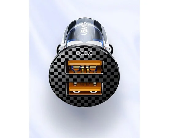 АЗУ Usams US-CC122 C23 36W Super Si (2USB/36W) Прозрачный / Черный