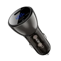 АЗУ Acefast B10 metal car charger 60W (USB-C + USB-C) with digital display Black