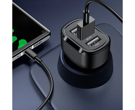 АЗУ Usams US-CC100-1 C17 3 USB (5V2.4A/5V1A/QC3.0) Черный