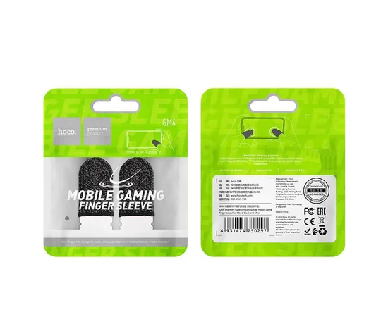 Напальчники игровые Hoco GM4 Phantom Superconducting fiber mobile game finger cots Черный / Серебряный