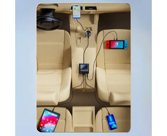 АЗУ Acefast B8 digital display car HUB charger Black