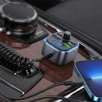 АЗУ FM модулятор Hoco E74 Energy QC3.0 2in1 with cable Metal gray