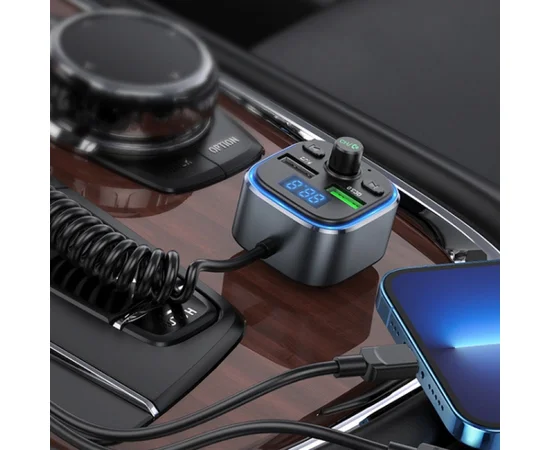 АЗУ FM модулятор Hoco E74 Energy QC3.0 2in1 with cable