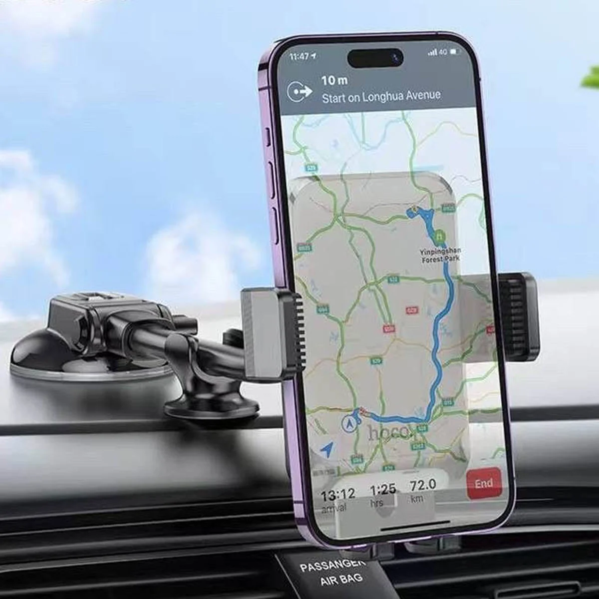 Автодержатель Hoco H27 Rock push-type (center console) Black / Gray