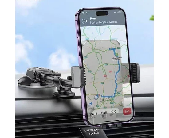 Автодержатель Hoco H27 Rock push-type (center console) Black / Gray