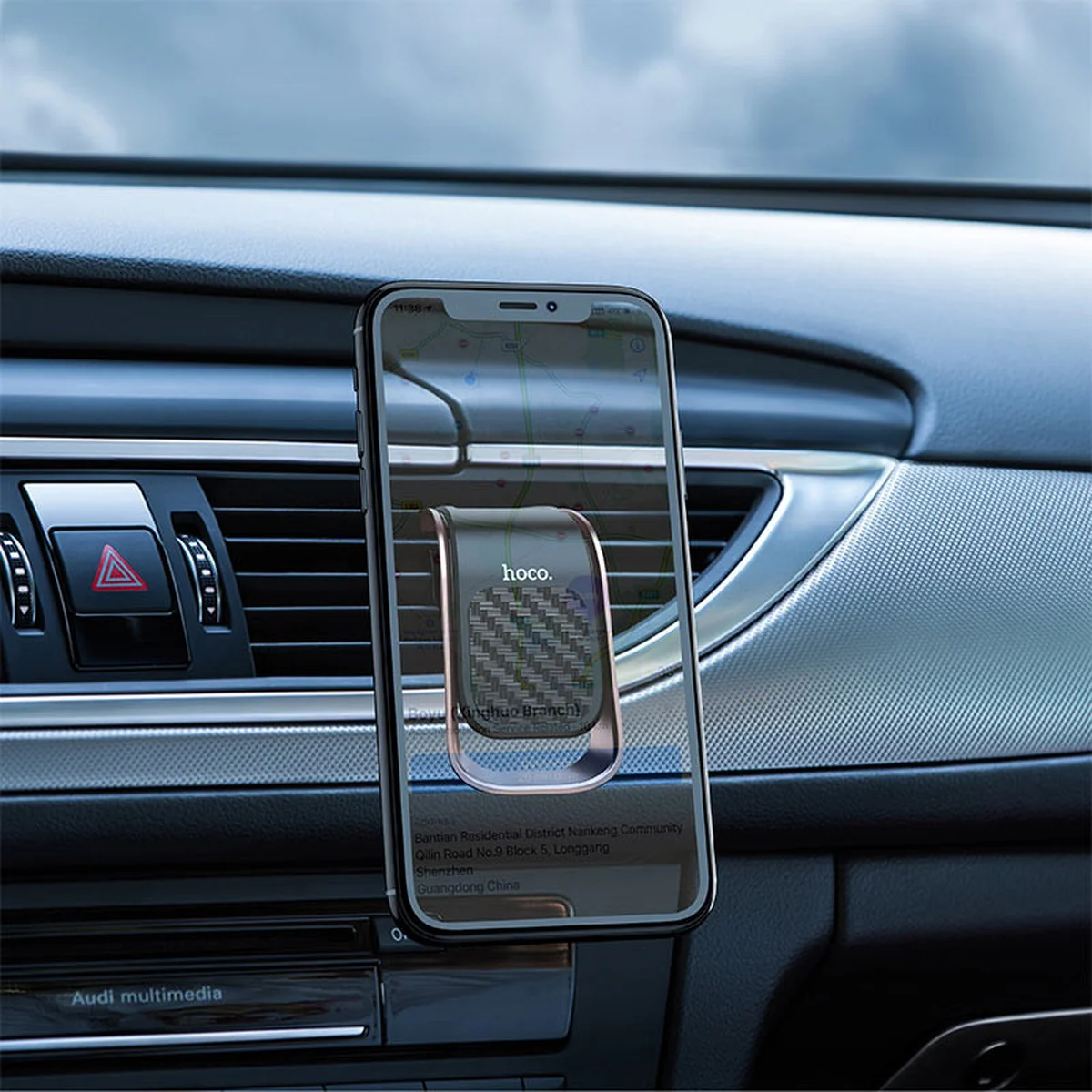 Автодержатель Hoco CA74 магнитный Черно - стальной