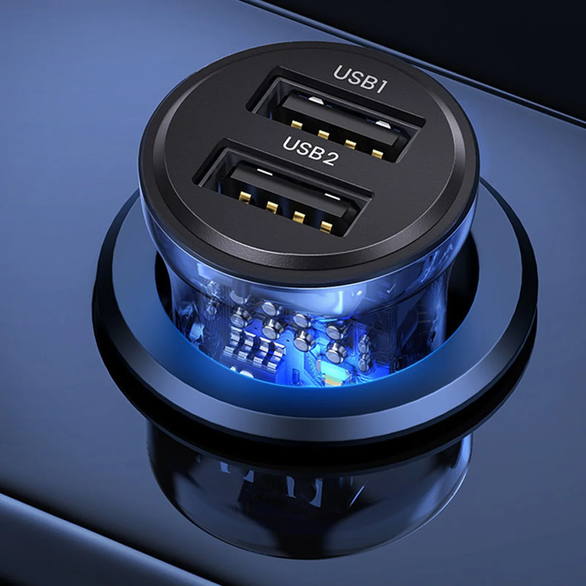 АЗУ Usams US-CC162 C31 2 Ports A+A Transparent black