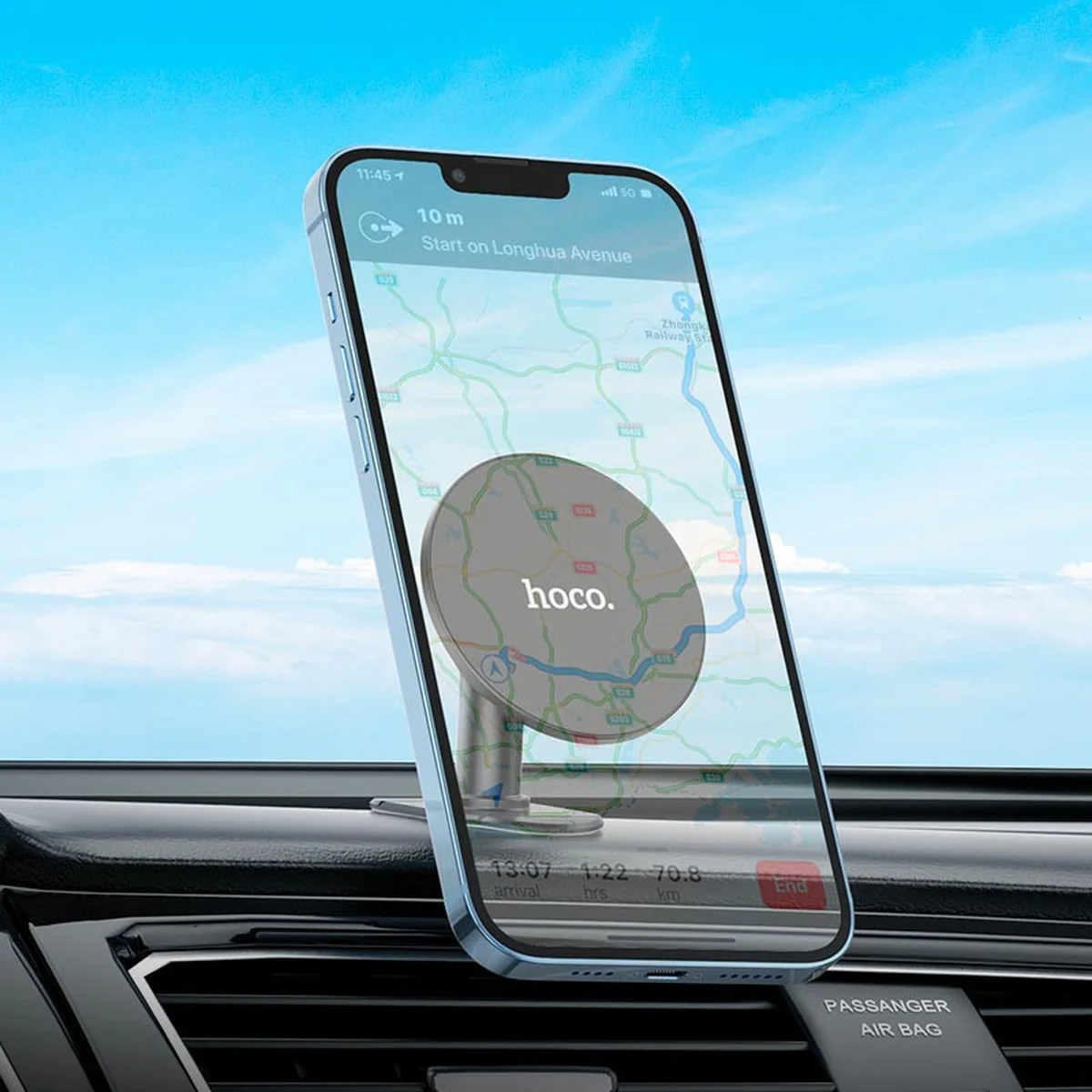 Автодержатель Hoco H13 Fine jade ring (center console) Black