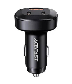 АЗУ Acefast B3 66W(USB-C+USB-C+USB-A) three-port metal car charger Black