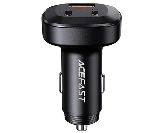 АЗУ Acefast B3 66W(USB-C+USB-C+USB-A) three-port metal car charger Black