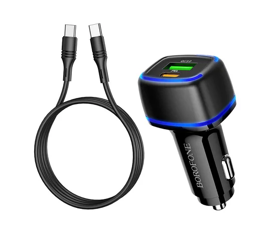 АЗУ Borofone BZ14A PD20W+QC3.0 (1Type-C/1USB/3A) + Type-C to Type-C Черный