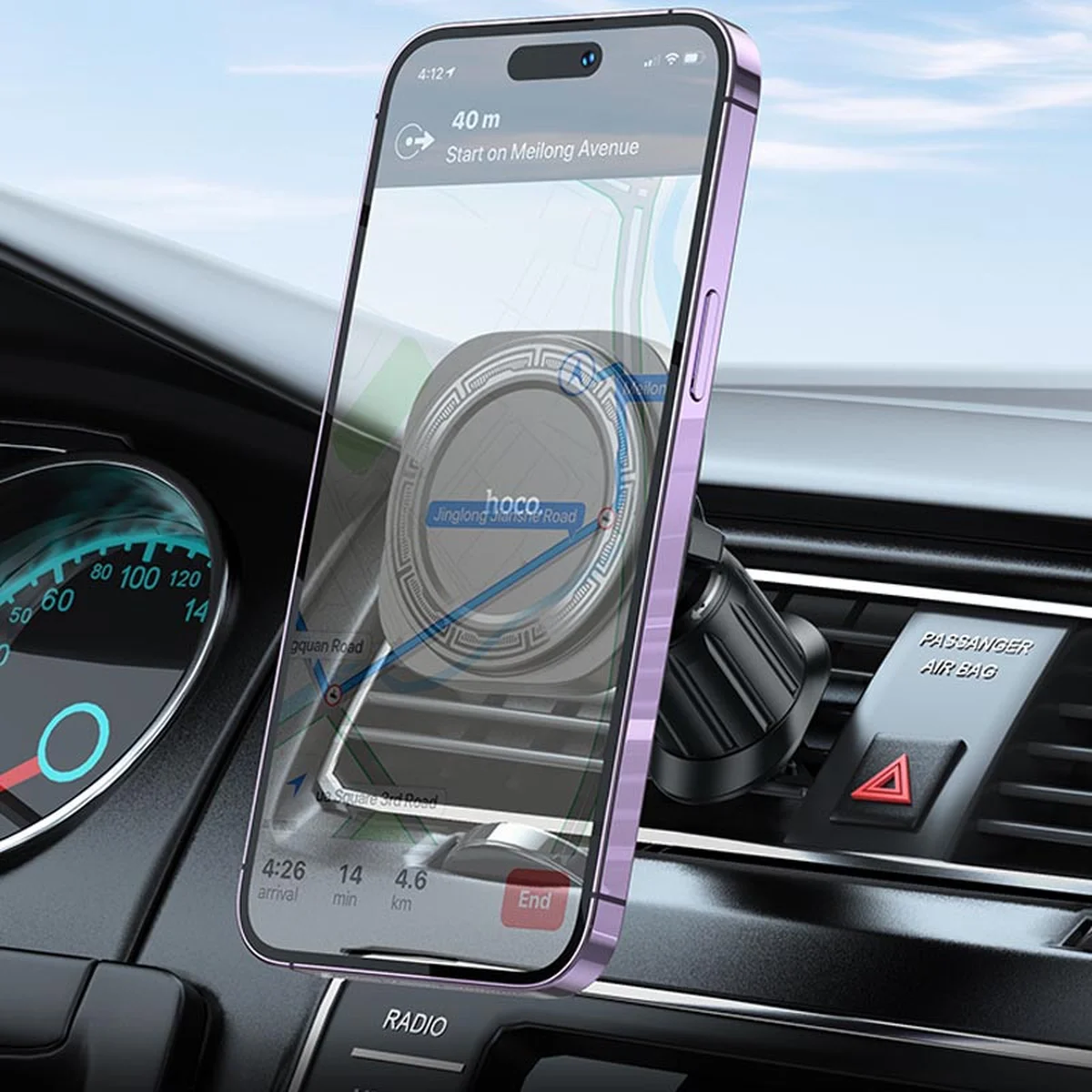 Автотримач Hoco H28 Rainbow ring magnetic (air outlet) Black