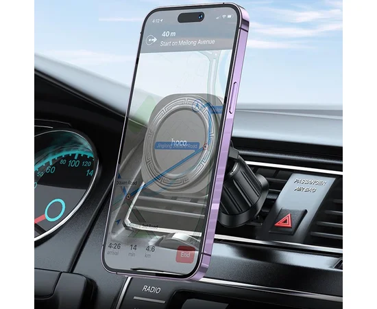 Автодержатель Hoco H28 Rainbow ring magnetic (air outlet) Black