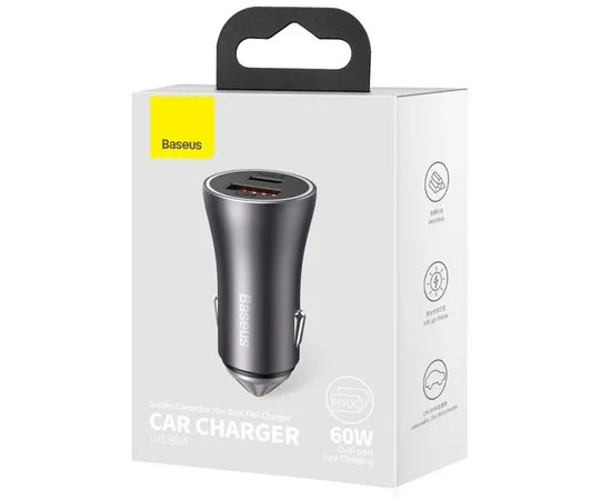 АЗУ Baseus Golden Contactor Max Dual USB+Type-C 60W (CGJP0001) Темно-серый