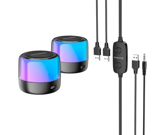 Bluetooth колонка Borofone BP12 Colorful BT wired 2-in-1 computer speaker Black