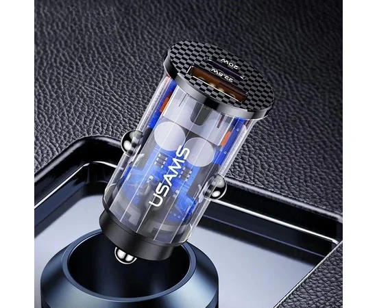 АЗУ Usams US-CC127 C25 42.5W + PD 20W Mini Прозрачный / Черный