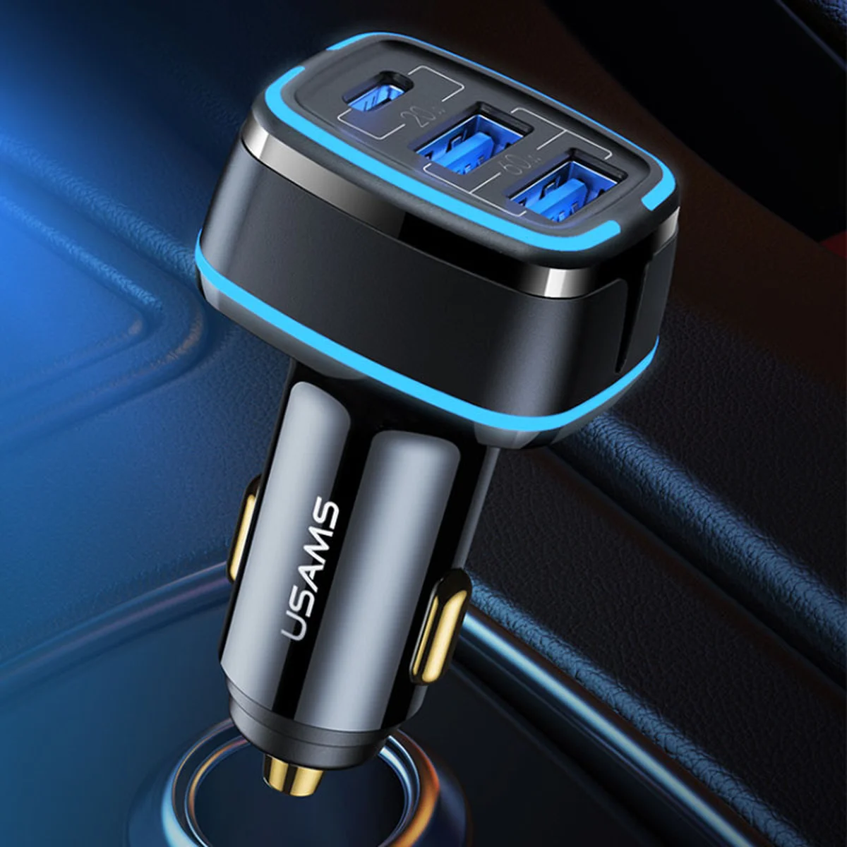 АЗУ Usams US-CC126 C24 80W 3 Ports Черный