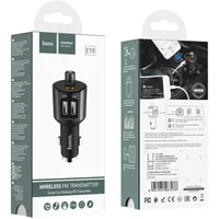 АЗУ FM модулятор Hoco E19 (2USB 2.4А) Чорний / Сірий