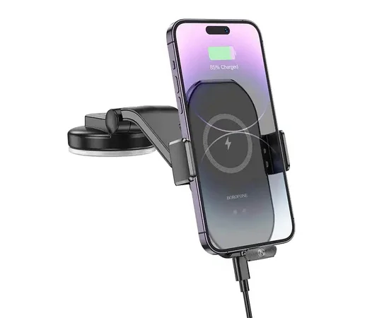 Автодержатель с БЗУ Borofone BH206 Wireless Charging Car Черный