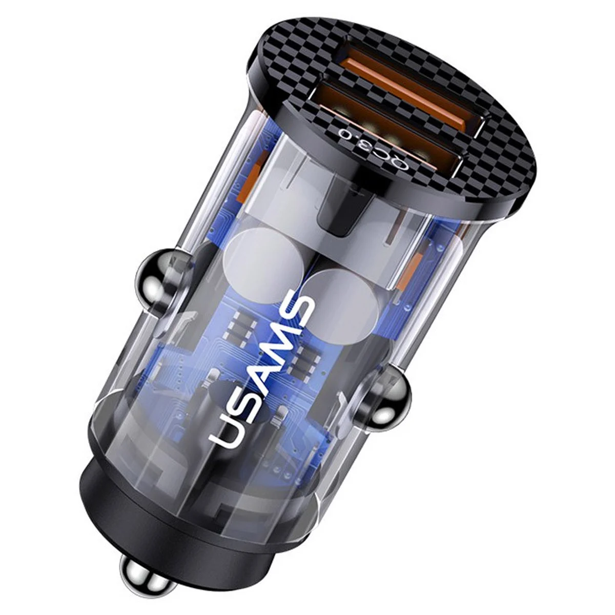 АЗУ Usams US-CC122 C23 36W Super Si (2USB/36W) Прозрачный / Черный