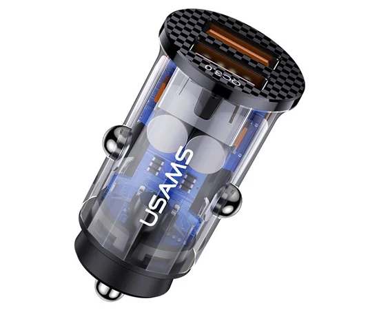 АЗУ Usams US-CC122 C23 36W Super Si (2USB/36W) Прозрачный / Черный