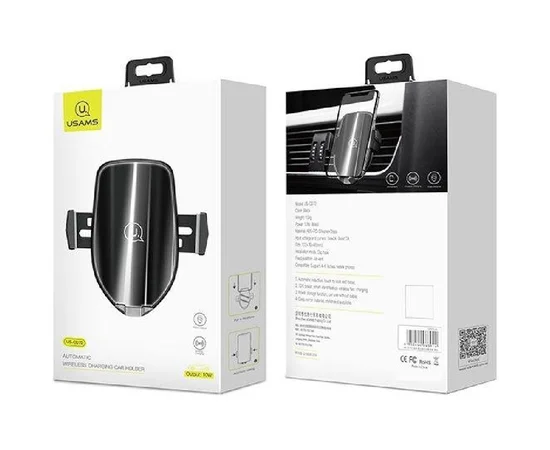 Автодержатель с БЗУ USAMS US-CD72 (wireless) Черный