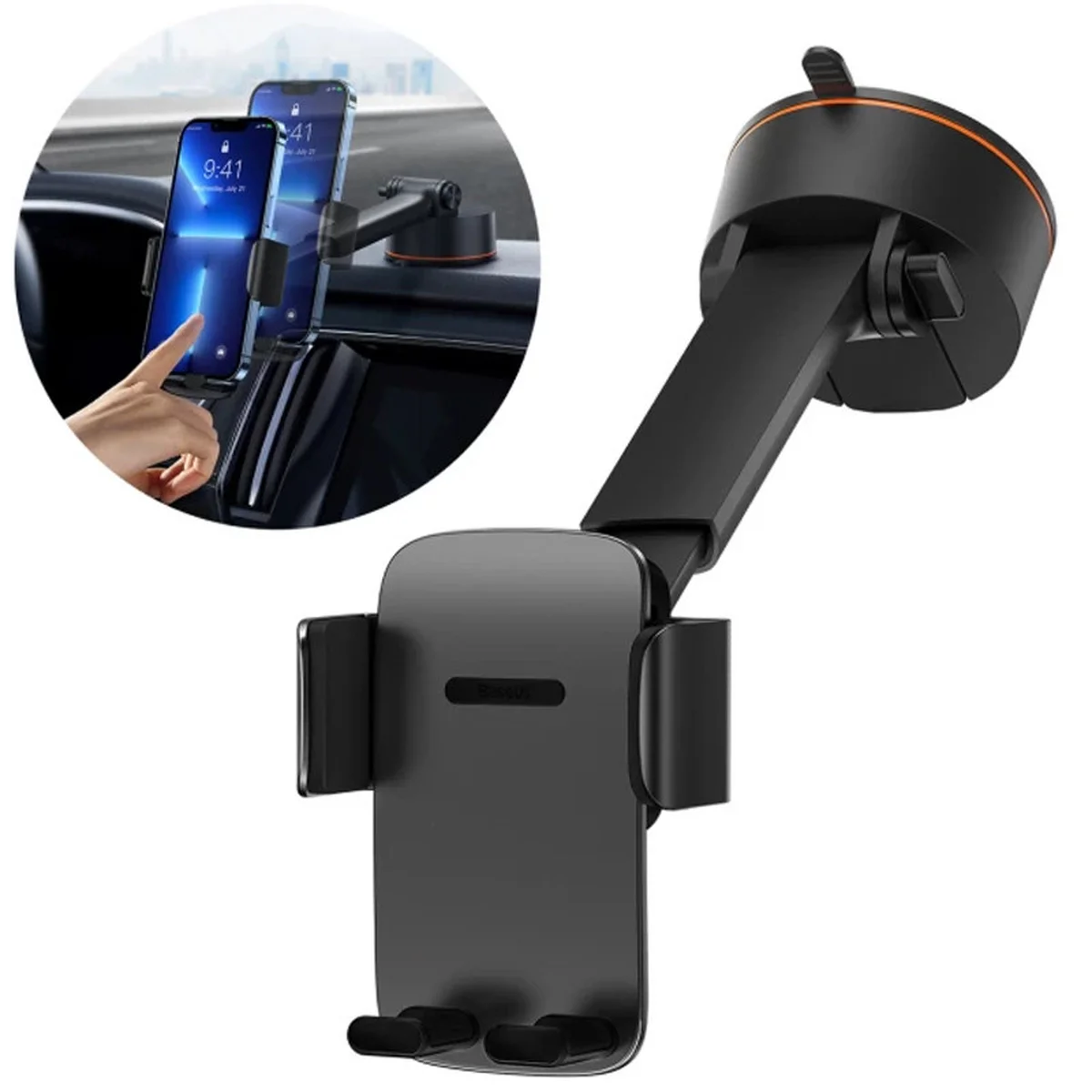 Автоутримувач Baseus Easy Control Clamp Pro (Suction Cup Version) (SUYK020001) Black