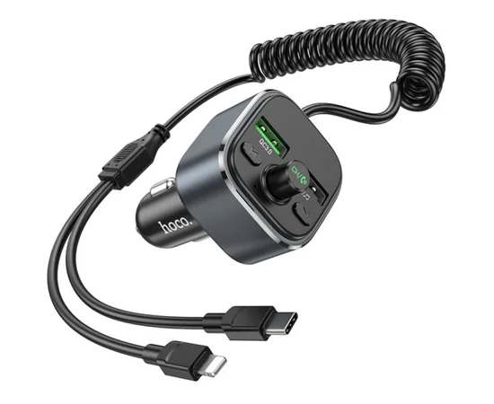АЗУ FM модулятор Hoco E74 Energy QC3.0 2in1 with cable