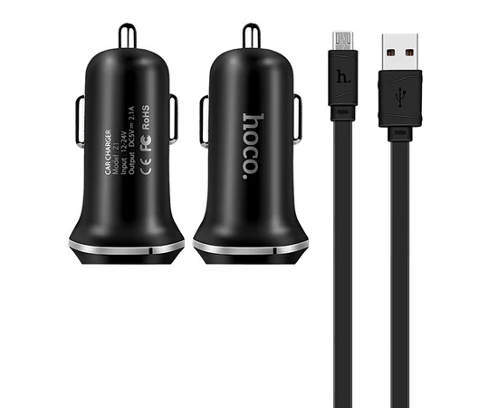 АЗУ Hoco Z1 (2USB 2.1A) (+кабель MicroUSB) Черный