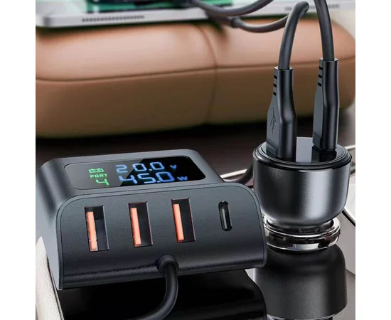 АЗУ Acefast B11 138W Car Charger Splitter with Digital Display Black