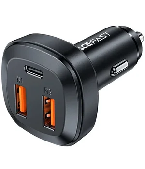 АЗУ Acefast B9 66W (2USB-A+USB-C) three port metal car charger Black