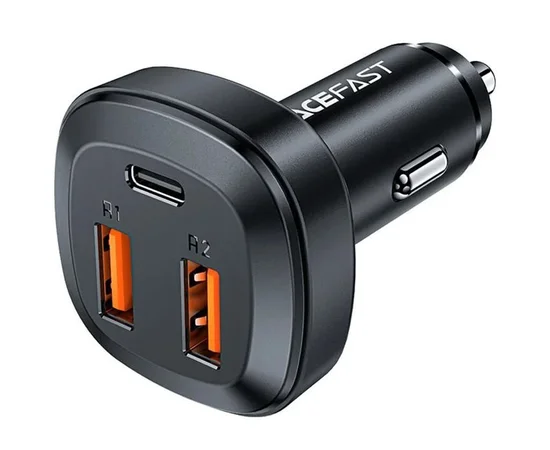 АЗУ Acefast B9 66W (2USB-A+USB-C) three port metal car charger Black