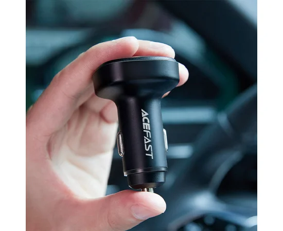 АЗУ Acefast B9 66W (2USB-A+USB-C) three port metal car charger Black