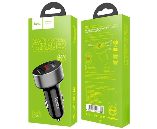 АЗУ Hoco Z26 High Praise 2.1A 2USB Черный