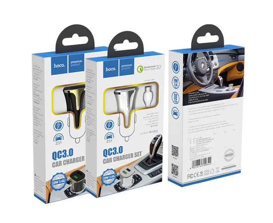 АЗУ Hoco Z31 QC3.0 (2USB/3.4A) + microUSB Черный